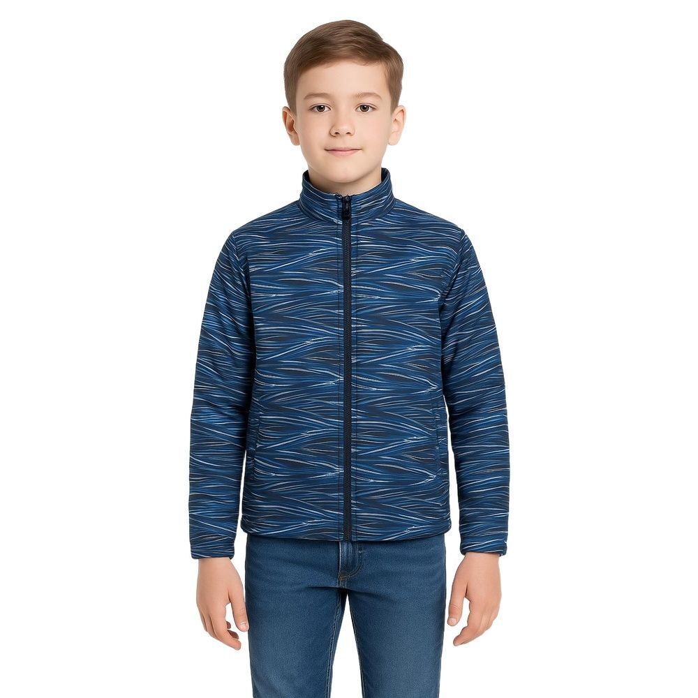 Swiss+Tech Blue Wave Pattern Full Zip Collar Casual Ski Jacket Boys XL 14-16